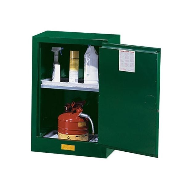 Sure-Grip® EX Compac Pesticides Safety Cabinet, Cap. 12 gal., 1 adjustable shelf, 1 sc door, Green.