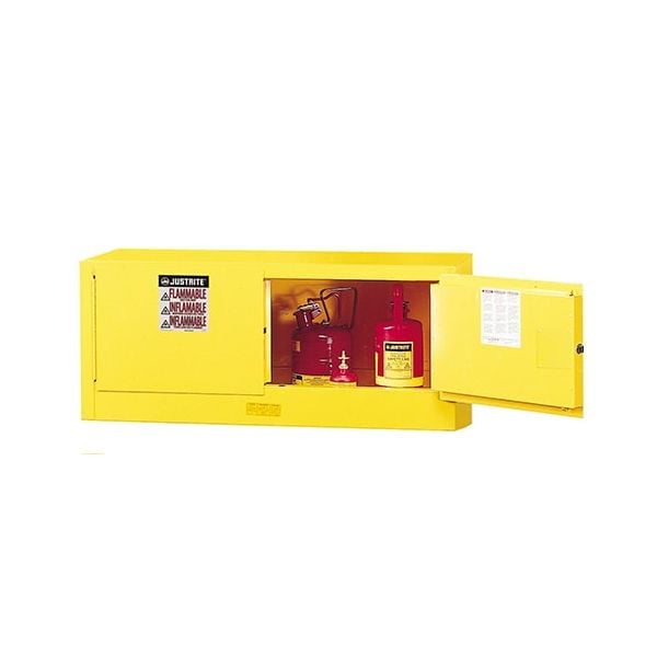Cap. 12 gallons, 2 manual-close doors, Yellow. Sure-Grip® EX Piggyback Flammable Safety Cabinet