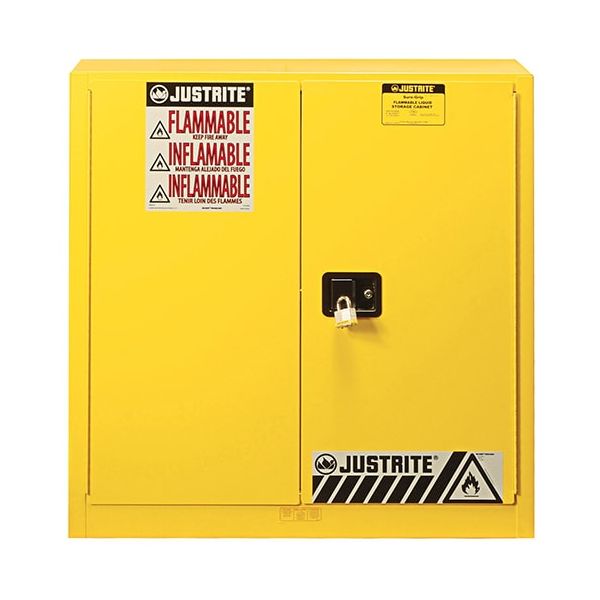 Sure-Grip® EX Combustibles Safety Cabinet for paint and ink, Cap. 40 gal., 3 shelves, 2 m/c dr, Yellow.