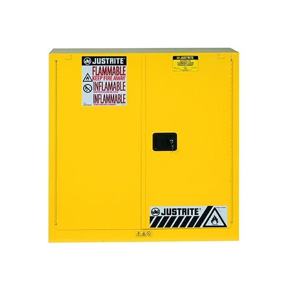 Sure-Grip® EX Combustibles Safety Cabinet for paint and ink, Cap. 40 gal, 3 shlves, 2 s/c door, Yellow.