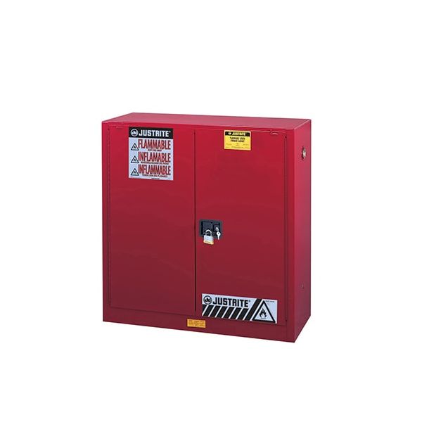 Sure-Grip® EX Combustibles Safety Cabinet for paint and ink, Cap. 40 gal, 3 shlves, 2 s/c door, Red.