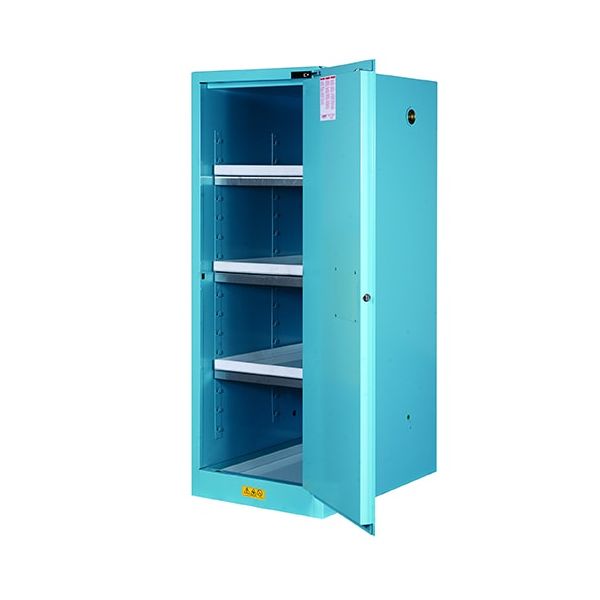 Sure-Grip® EX Deep Slimline Corrosives/Acid Safety Cabinet, Cap. 54 gal., 3 shlvs, 1 s/c door, Blue.