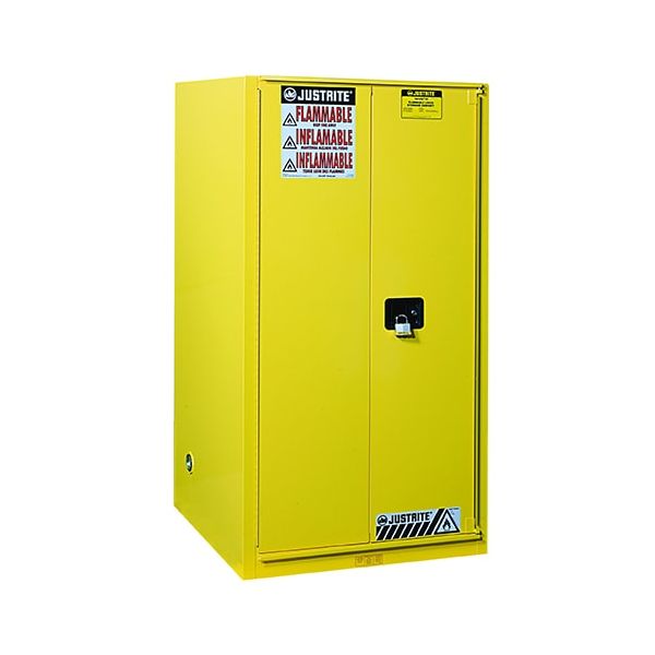 Sure-Grip® EX Combustibles Safety Cabinet for paint and ink, Cap. 96 gal., 5 shelves, 2 m/c dr, Yellow.