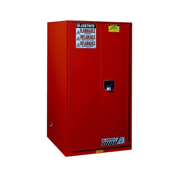 Sure-Grip® EX Combustibles Safety Cabinet for paint and ink, Cap. 96 gal., 5 shelves, 2 mc dr, Red.