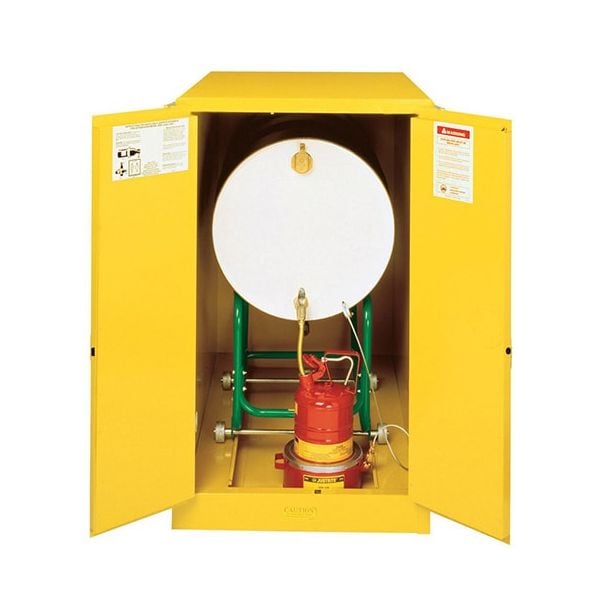 Sure-Grip® EX Horizontal Drum Safety Cabinet with Cradle Track, Cap. 55-gal. drm, 2 m/c doors, Yellow.