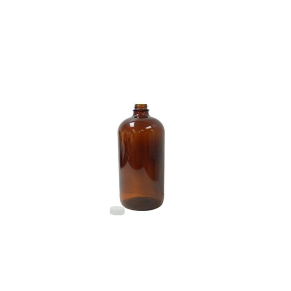 Amber Boston Round Plastic 8oz Bottle