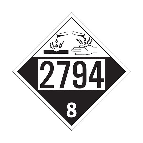 Corrosive "2794" Placard, Package of 25