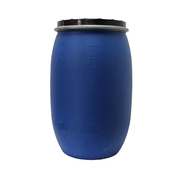 Football shaped plastic 30 Gallon Reconditioned Open-Head UN Rated Poly Drum with Ring Lock Lid
