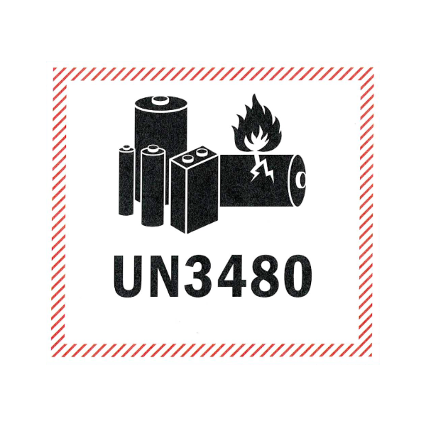 UN3480 labels for packages containing lithium ion batteries, roll of 500