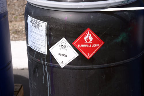Labels on hazardous container