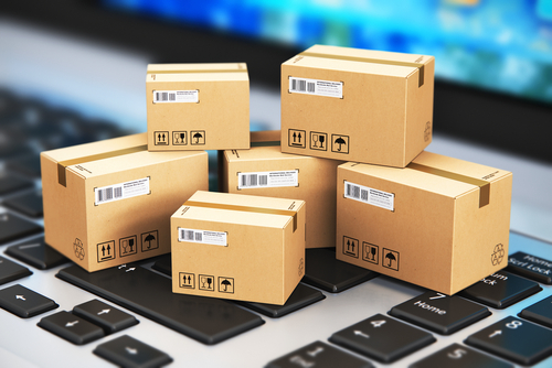 Small boxes on top of laptop