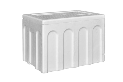 Close up of a cooler box isolated on white background