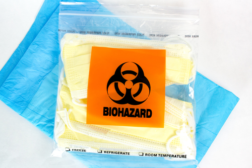 biohazard warning label plastic bag