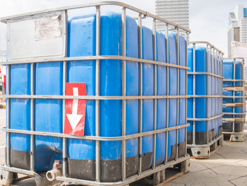 blue square plastic water tank
