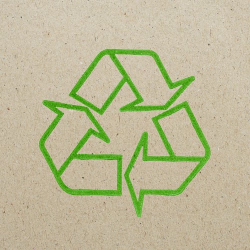 recycling symbol on paper
