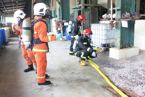 hazmat fire and rescue team working