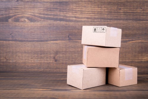 boxes on wooden background