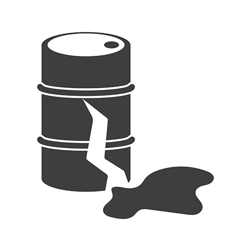 cracked chemical drum leaking contents