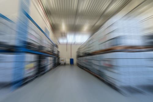 warehouse with chemicals in ibc containers
