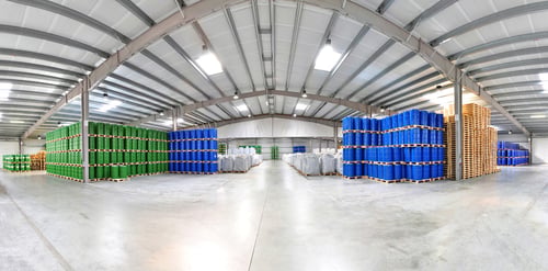 warehouse interior stacked boxes