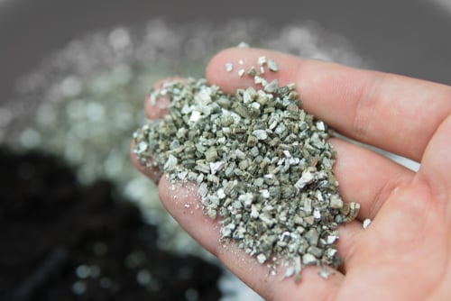 hands holding vermiculite