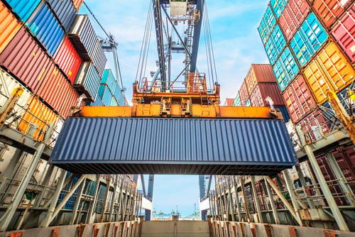 crane lifting shipping container