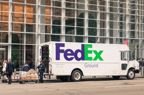 fedex truck being loaded