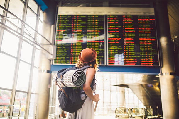 a person travelling using public transport