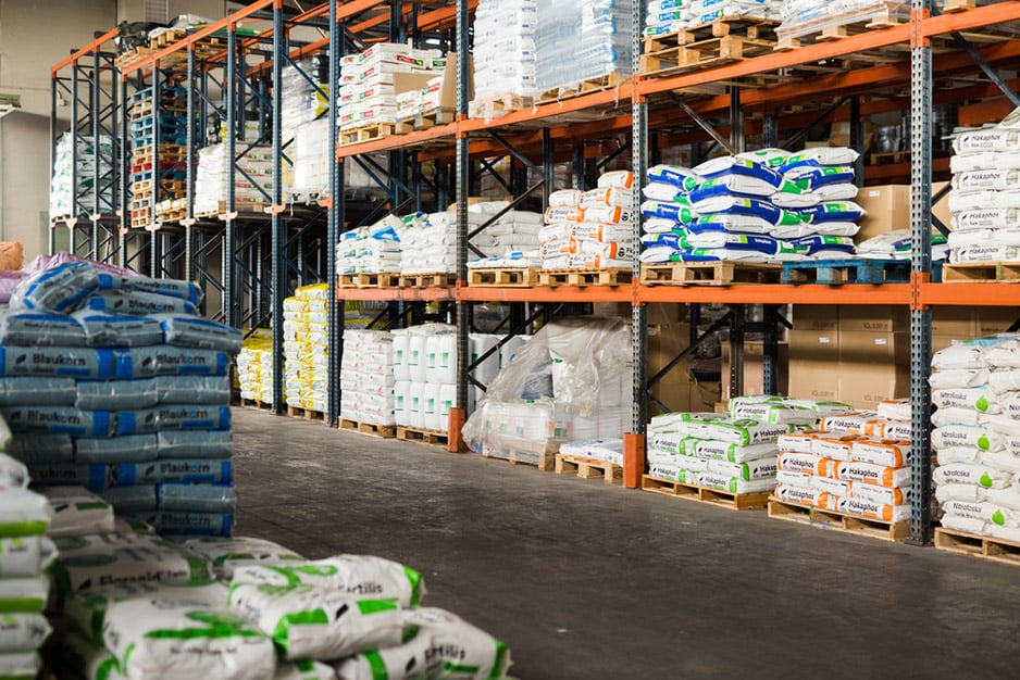 Fertilizers, pesticides and soil in plastic bags