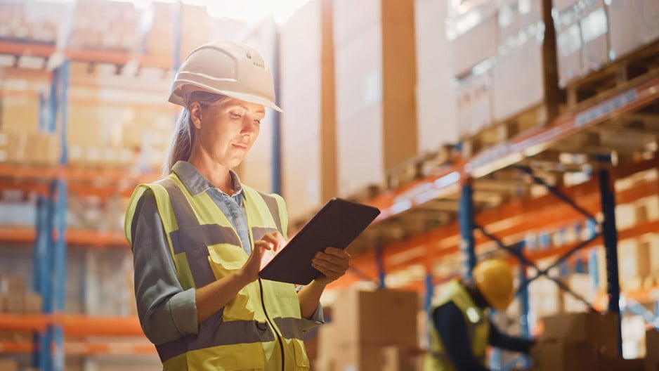 worker wearing a hard hat
