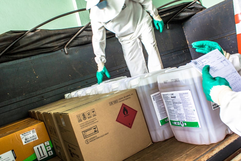 loading a truck with pesticides
